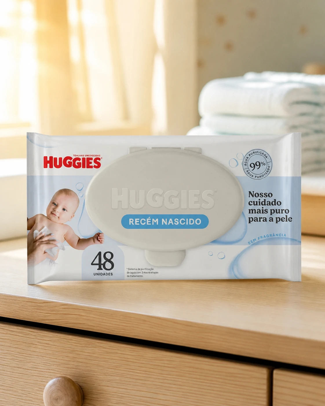 Huggies Lenços Umedecidos Recém-Nascido Sem Fragrância 48 unidades