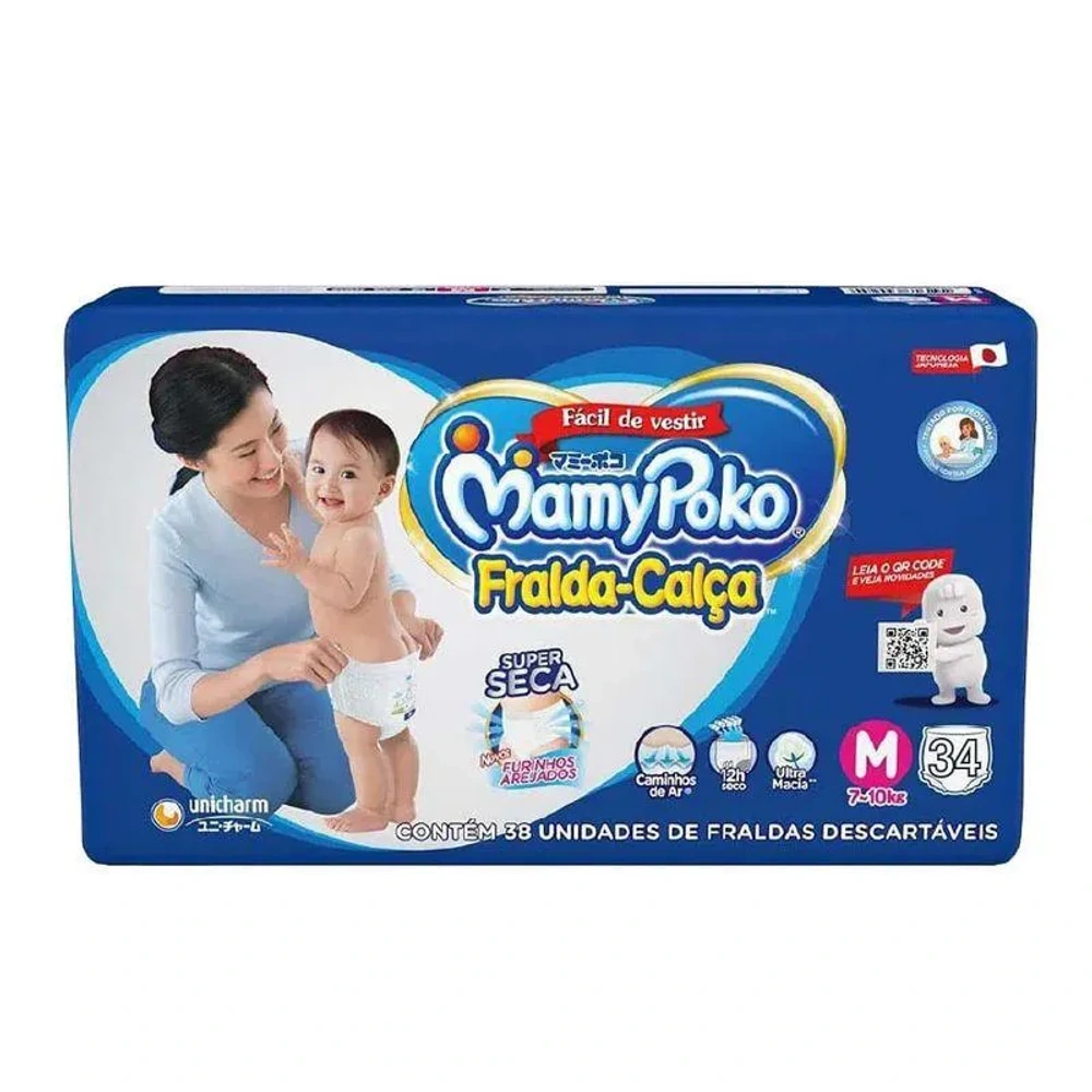 MamyPoko Fralda-Calça Premium Seca M 34 unidades