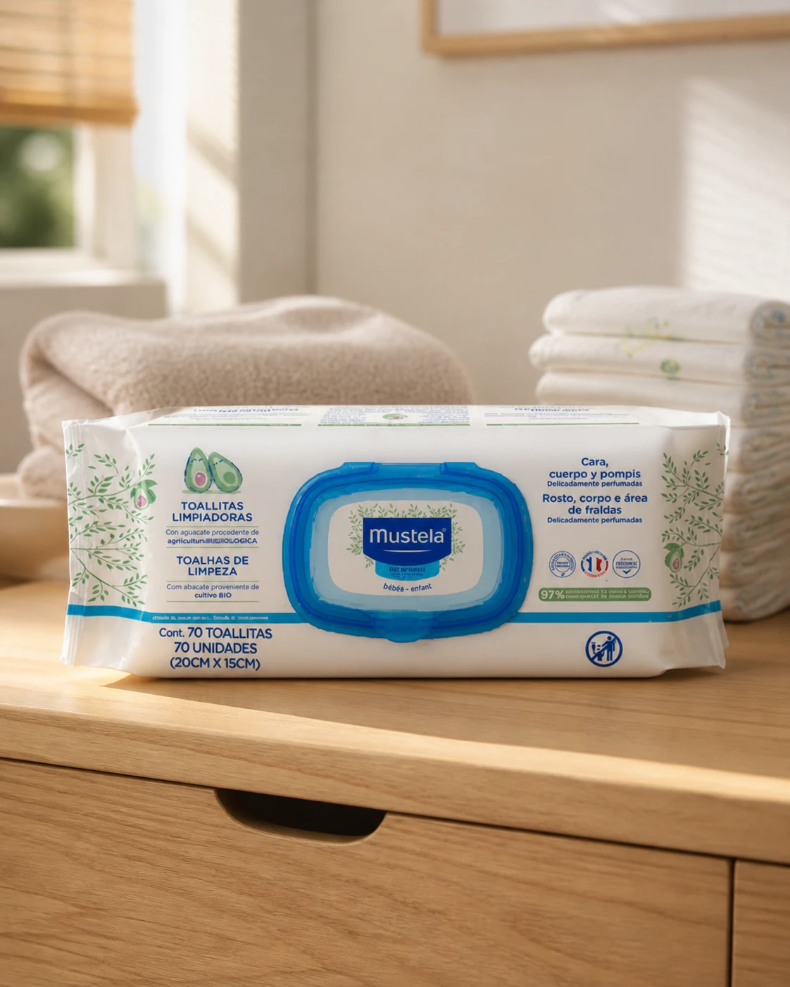 Mustela Lenços Umedecidos Ultra-Suaves Rosto ao Bumbum 70 lenços
