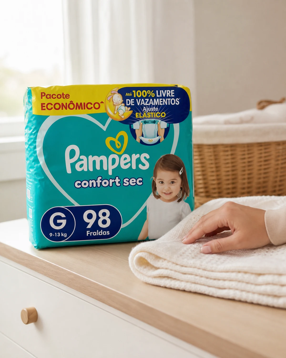 Fralda Pampers Confort Sec G 98 unidades