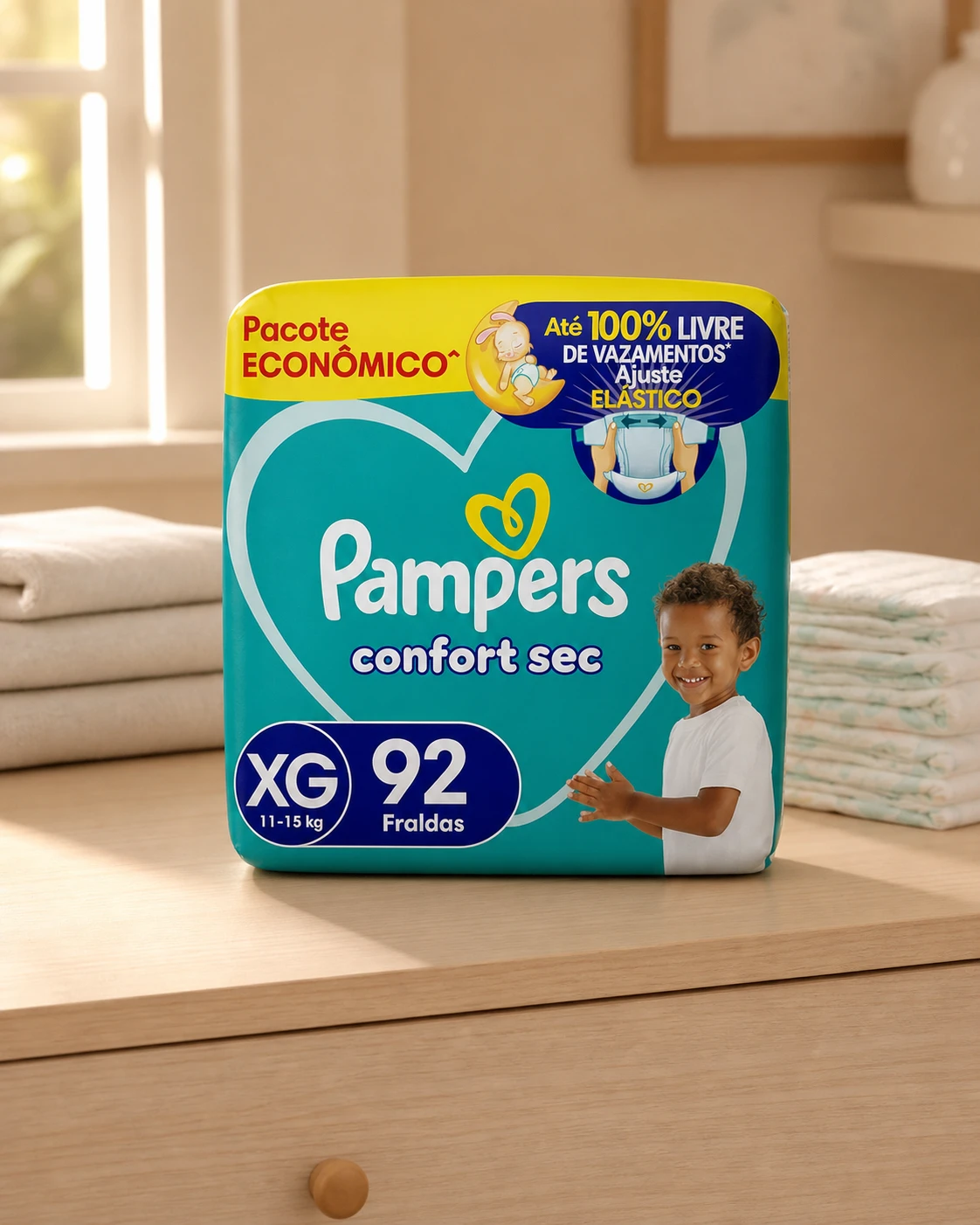 Fralda Pampers Confort Sec XG 92 unidades
