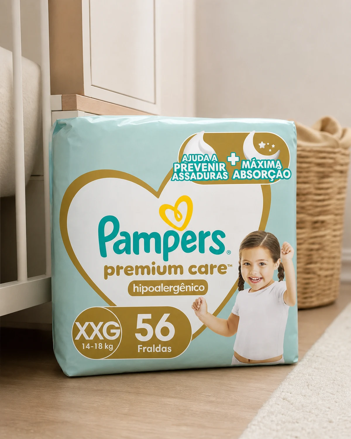 Fralda Pampers Premium Care XXG 56 unidades