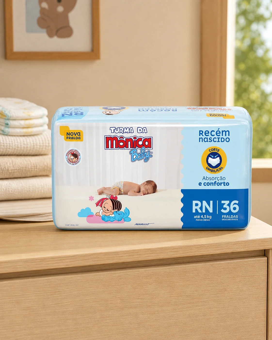 Turma da Mônica Baby Fralda Turma da Mônica Baby Jumbo RN 36 unidades