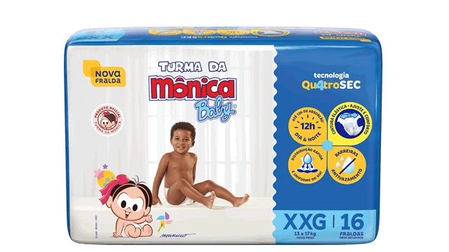 Turma da Mônica Baby Fralda Turma da Mônica Baby Jumbo XXG 16 unidades