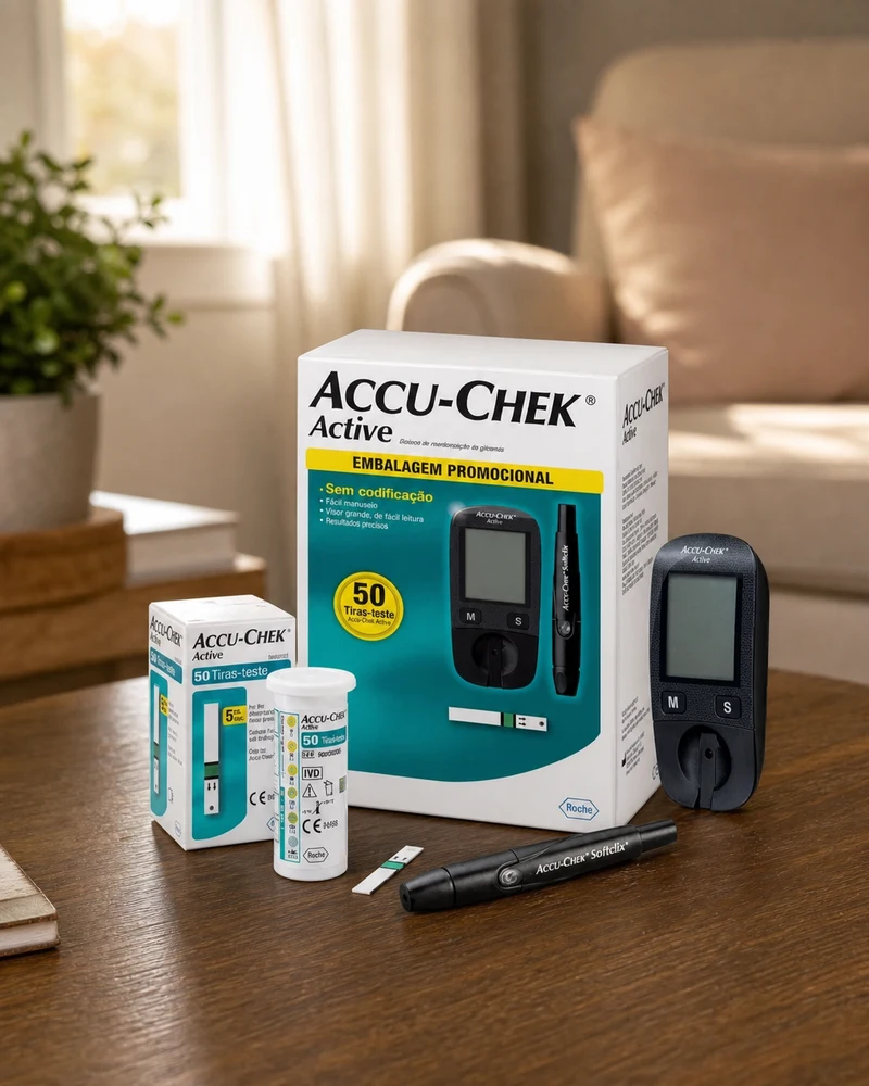 Kit Accu-Chek Active com medidor e 50 tiras de teste