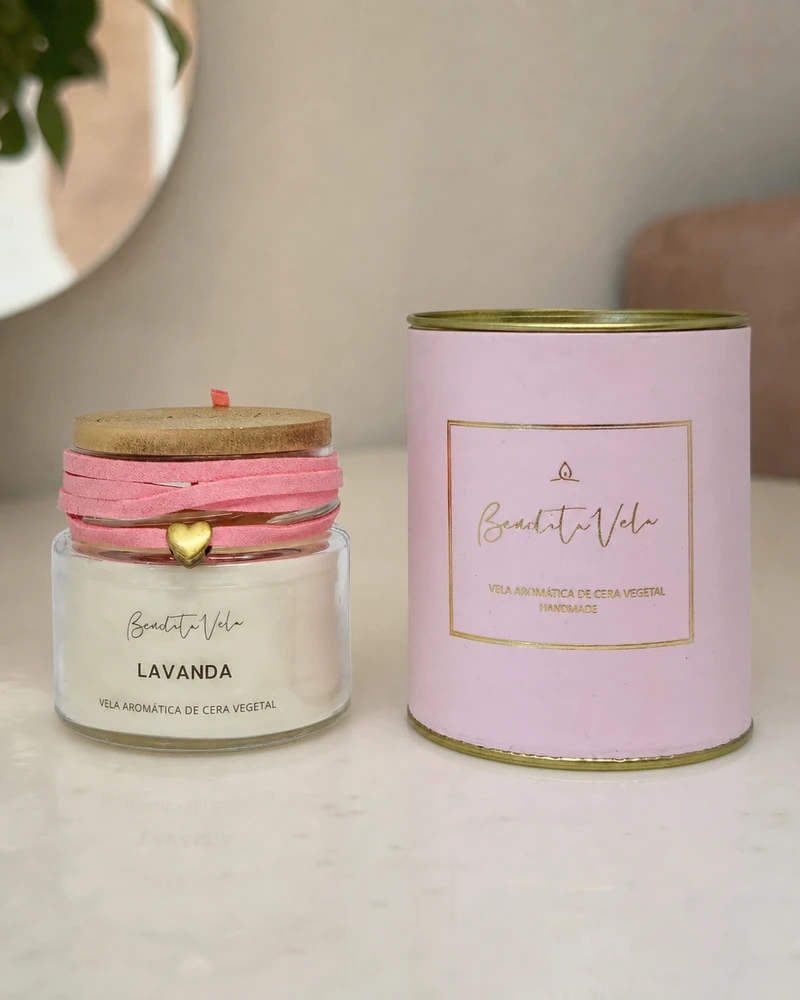 Vela perfumada de cera vegetal com fragrância de lavanda Bendita Vela