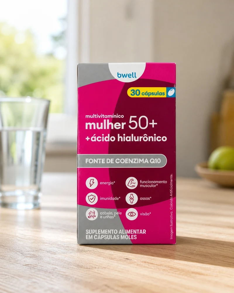 Bwell multivitamínico Mulher 50+ com ácido hialurônico, 30 cápsulas