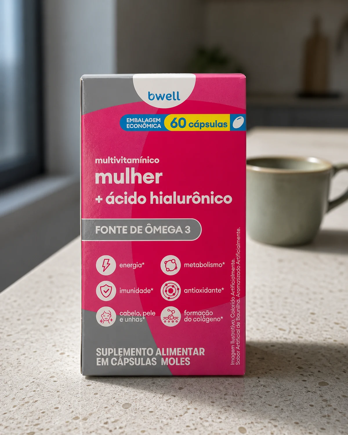 Bwell Multivitamínico Mulher com ácido hialurônico, 60 cápsulas