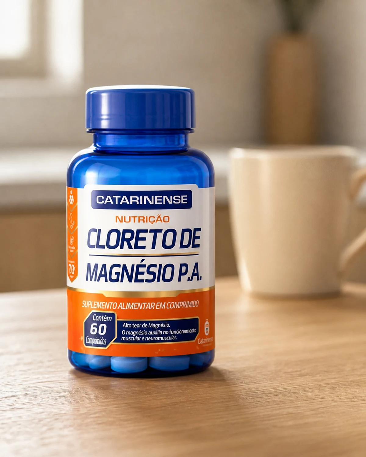 Catarinense Nutrição Cloreto de Magnésio P.A., frasco com 60 comprimidos