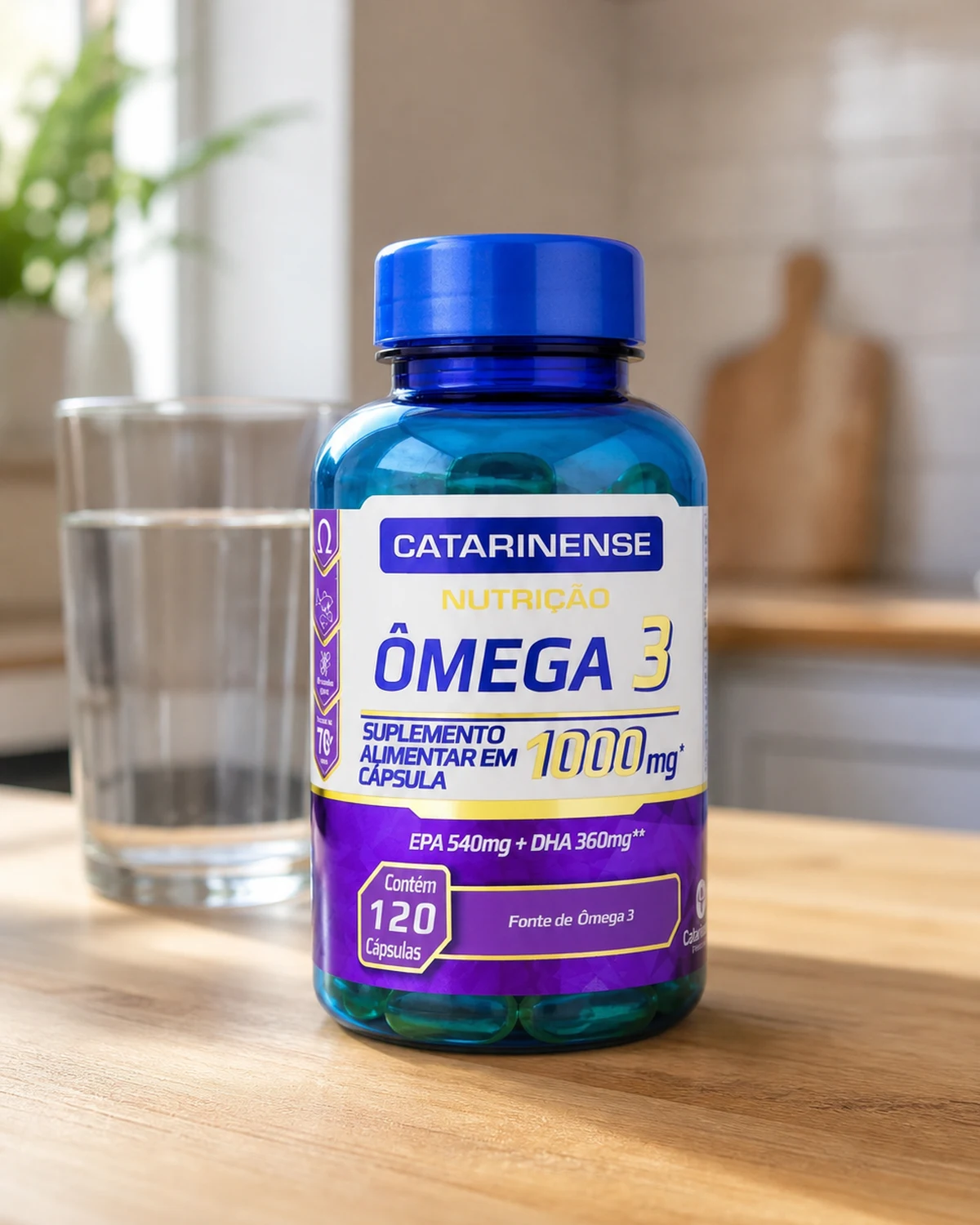 Catarinense Ômega 3 1000 mg, frasco com 120 cápsulas