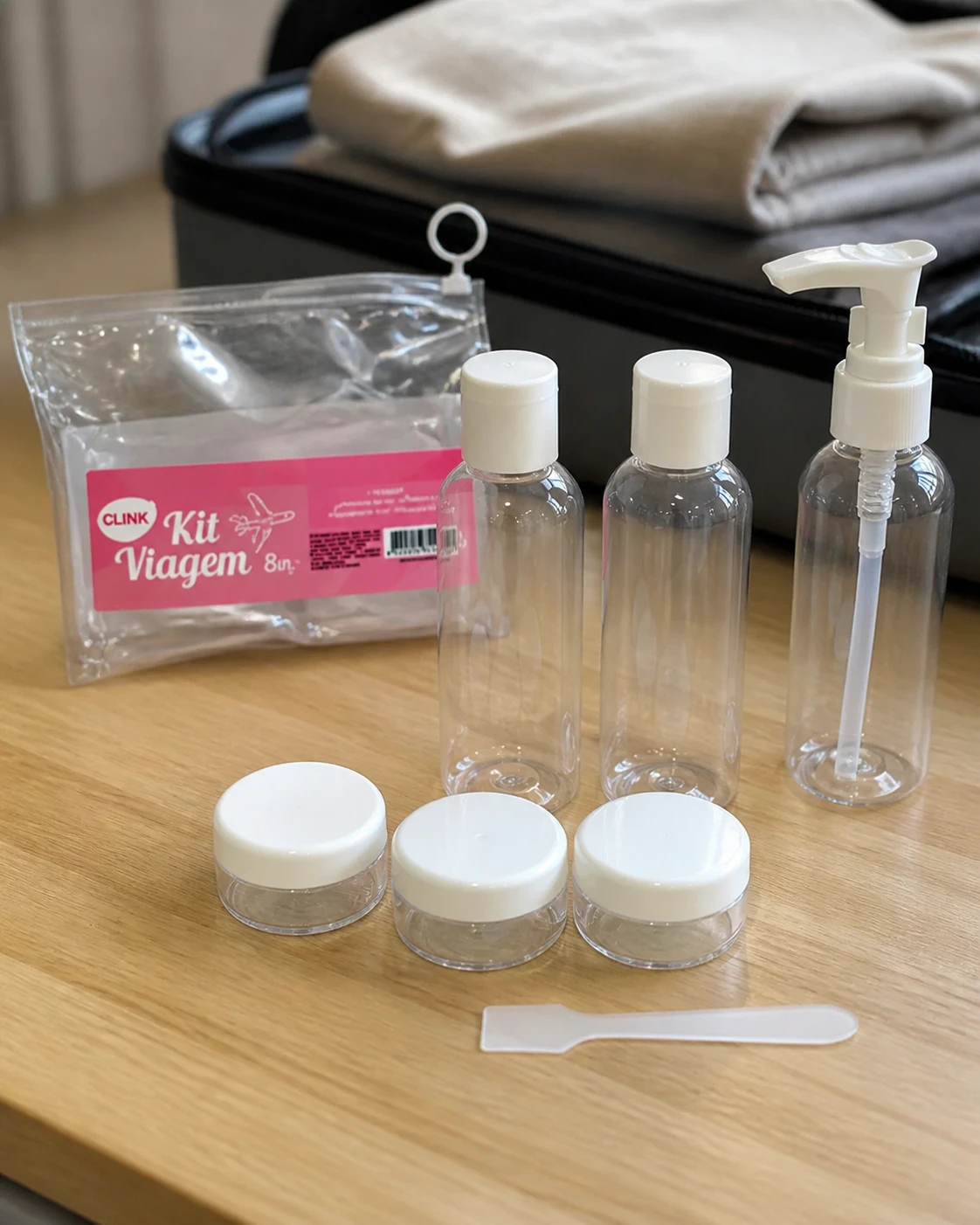 Clink kit de frascos para viagem, 3 potes e 3 frascos de 70 ml