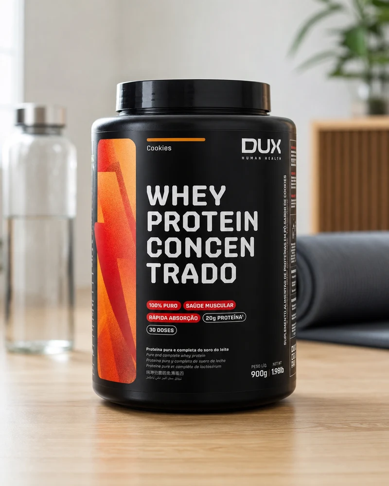 DUX Whey Protein Concentrado, pote de 900 g