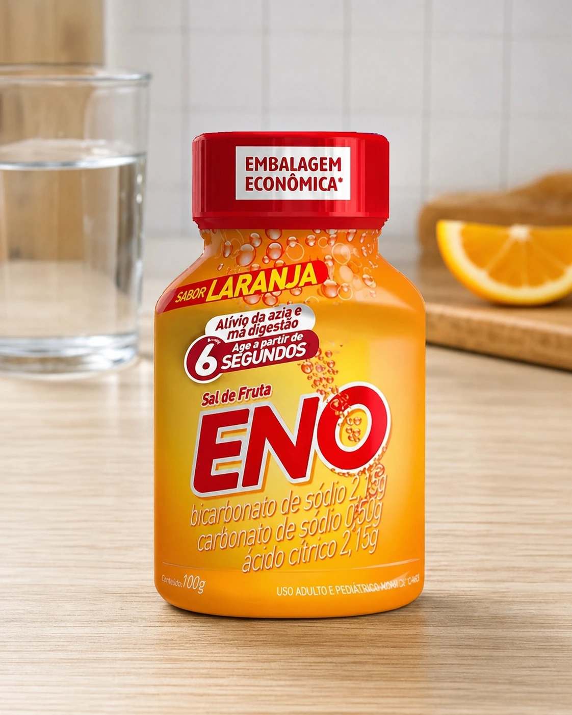 Sal de frutas Eno sabor laranja pote 100 g