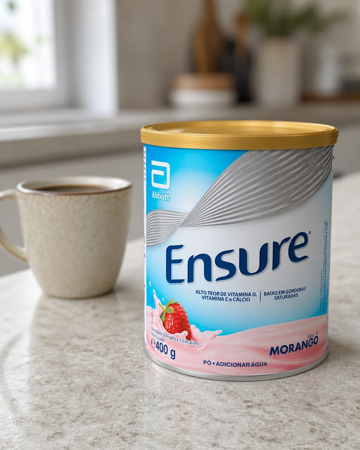 Ensure suplemento nutricional em pó sabor morango, lata de 400 g
