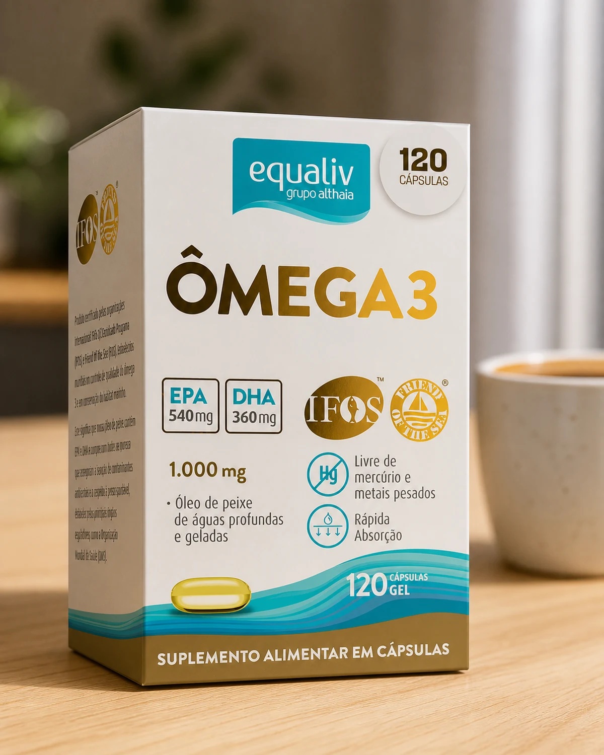 Equaliv Ômega 3 1000 mg, frasco com 120 cápsulas gel