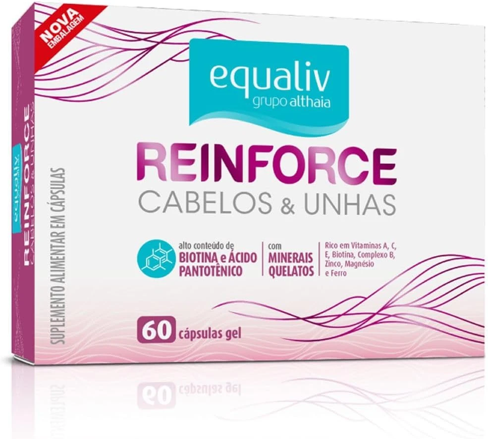 Equaliv Reinforce para cabelos e unhas, caixa com 60 cápsulas