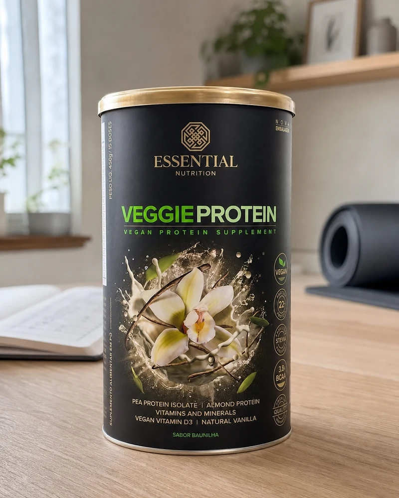Essential Nutrition Veggie Protein, embalagem de 450 g, sabor baunilha