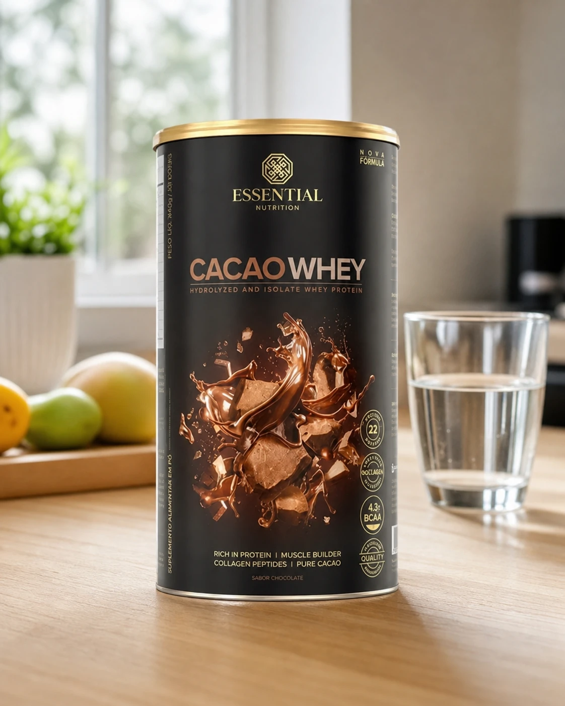 Essential Nutrition Cacao Whey, pote de 900 g
