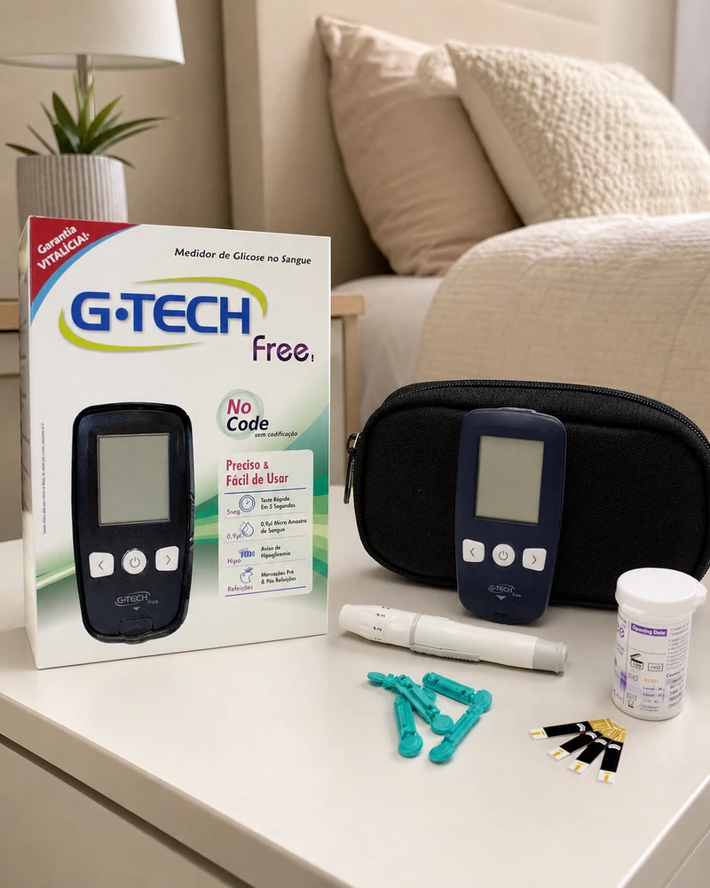 Kit G-Tech Free com medidor de glicose e acessórios