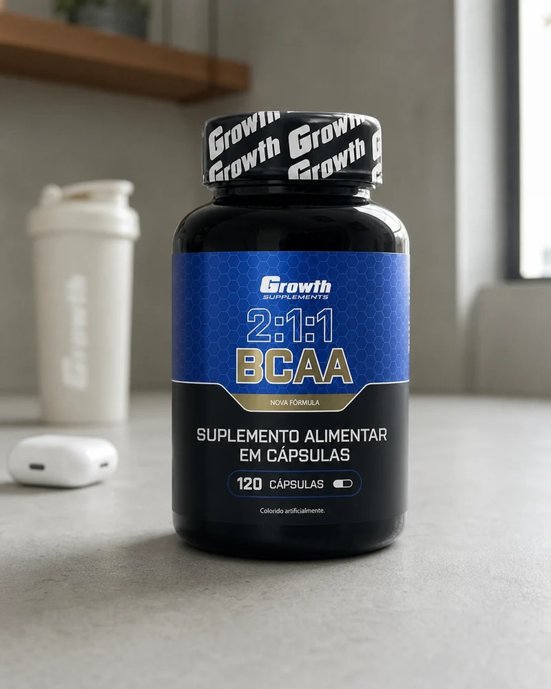 Growth Supplements BCAA 2:1:1, frasco com 120 capsulas