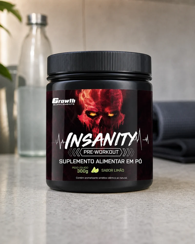 Growth Supplements Pre-Treino Insanity, pote de 300 g