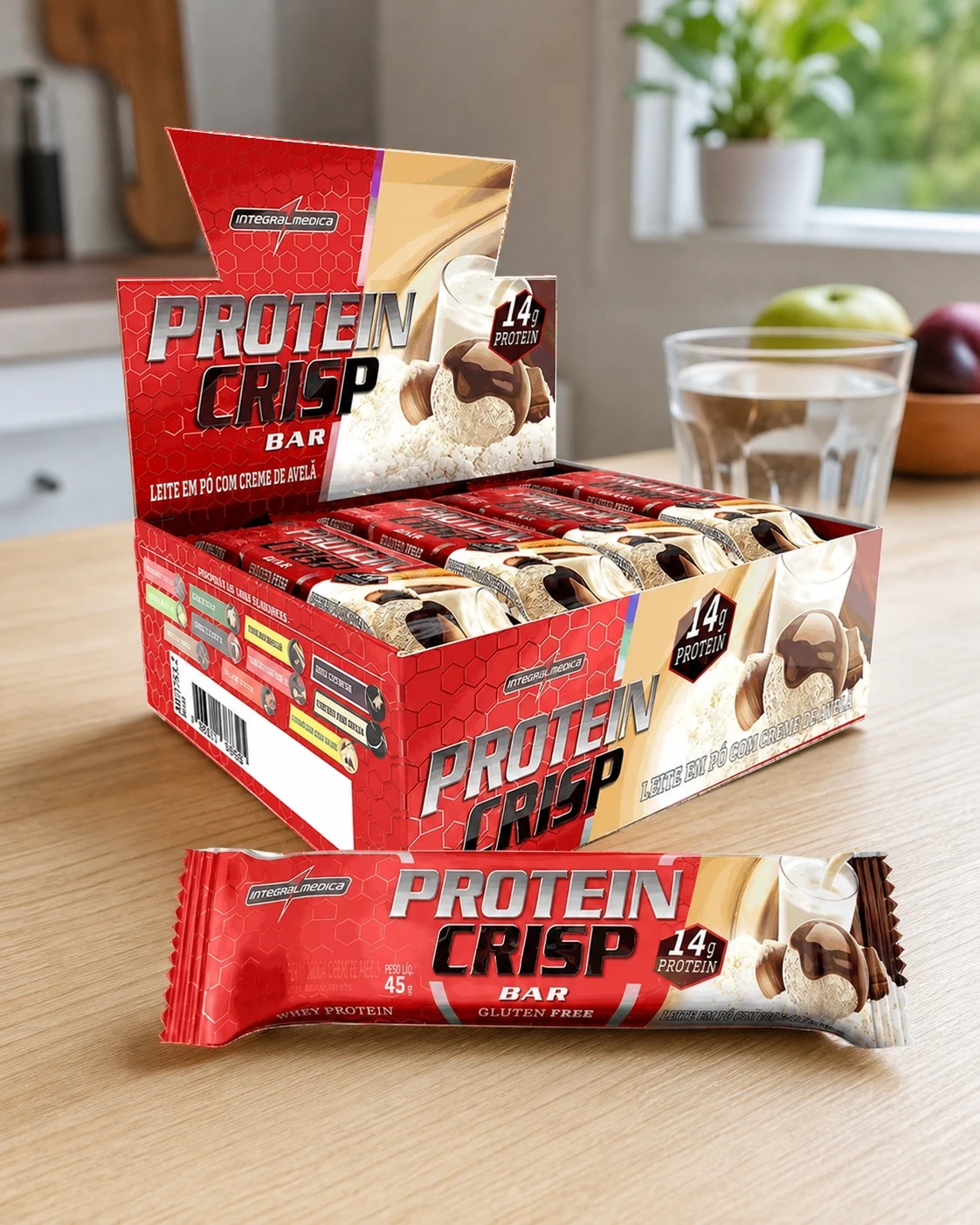 Integralmédica Protein Crisp Bar, display com 12 barras de proteÃna