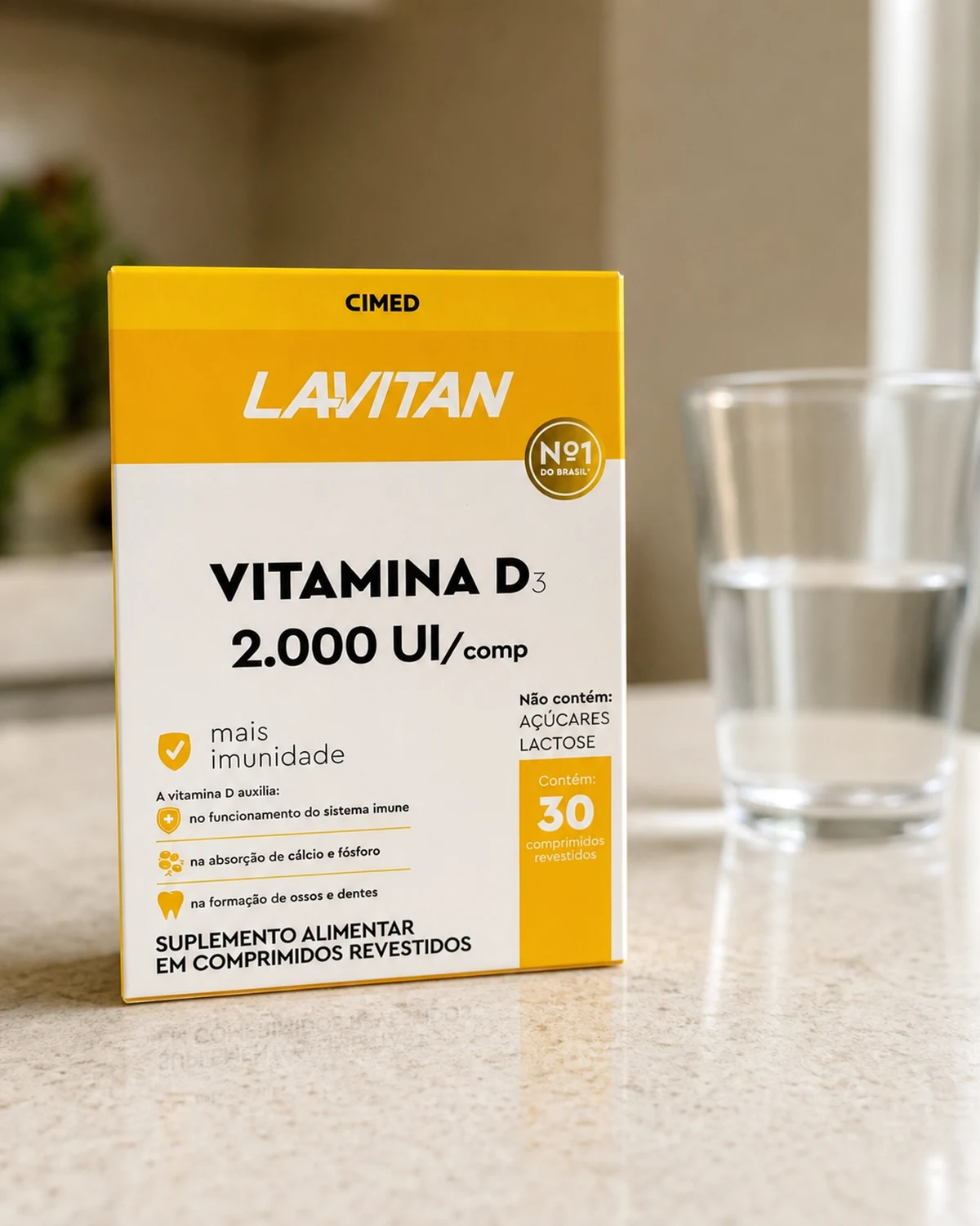 Lavitan Vitamina D3 2.000 UI, caixa com 30 comprimidos revestidos