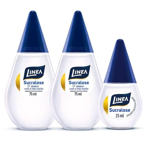 Linea adoçante líquido de sucralose, kit com frascos de 75 ml e 25 ml