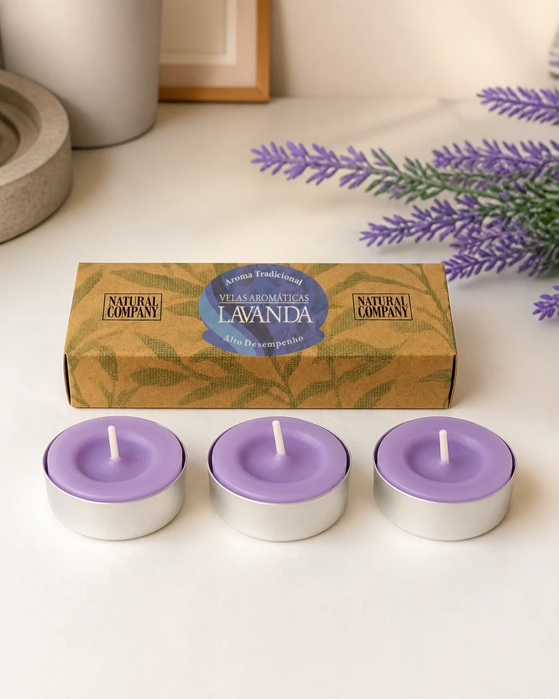 Kit com três velas aromáticas de lavanda Natural Company