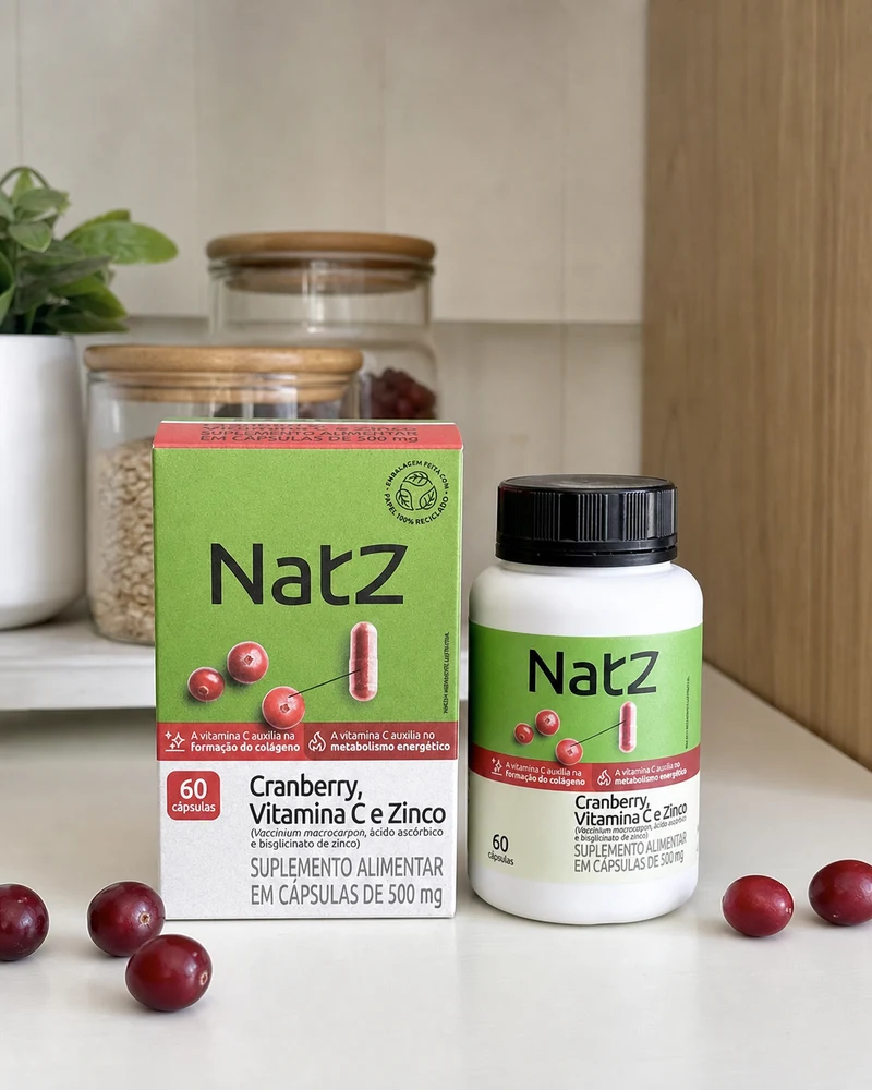 Natz Natz Cranberry Extrato + Vitamina C e Zinco 60 Cápsulas