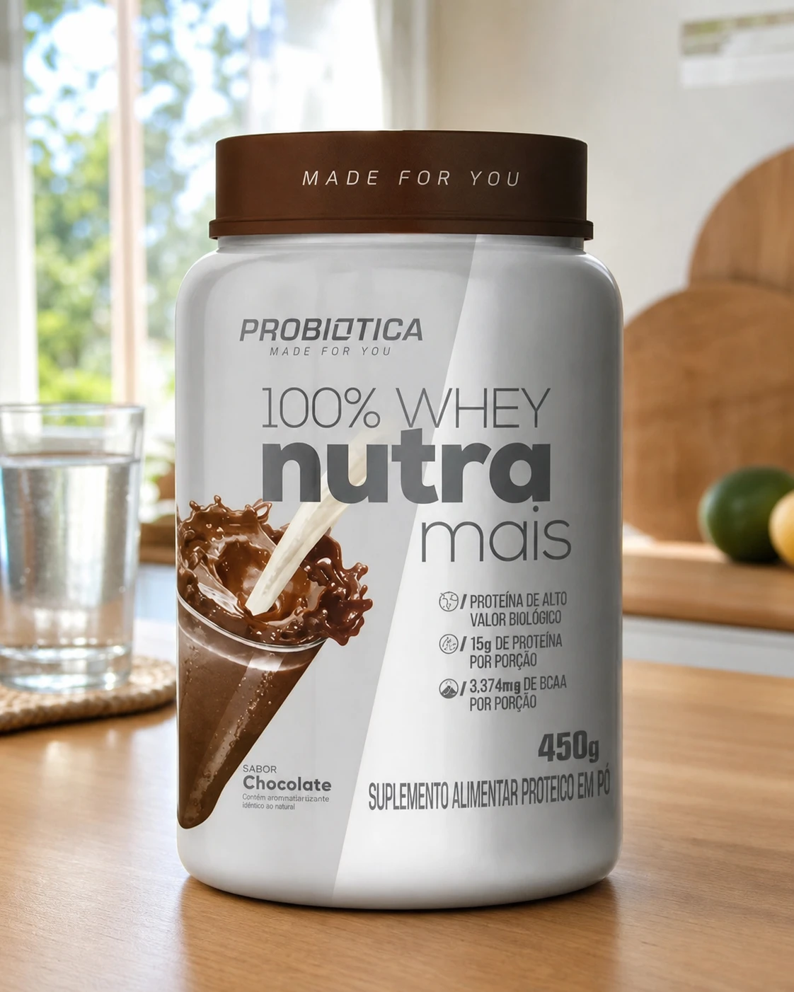 Probiótica 100% Whey Nutra Mais chocolate 450 g