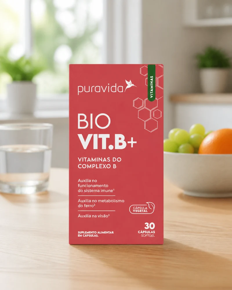 Puravida Bio Vit.B+ complexo B, embalagem com 30 cápsulas softgel