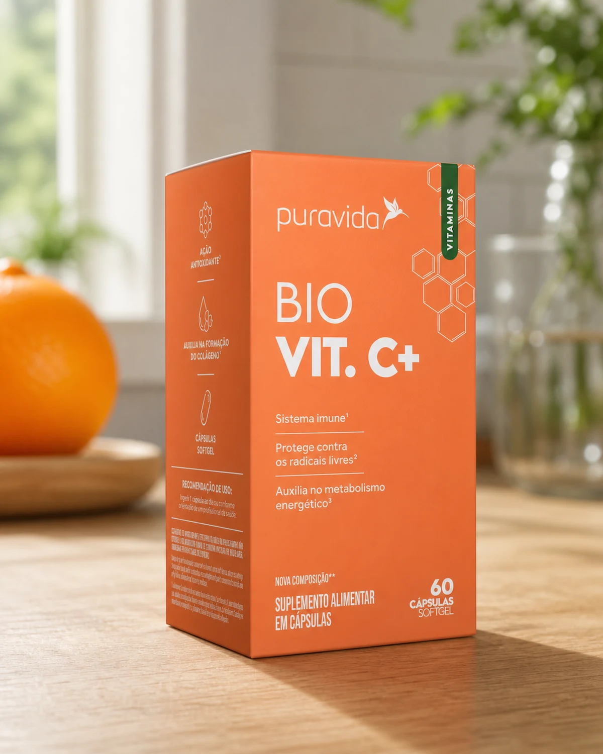 Bio Vit C+ Puravida, caixa com 60 cápsulas