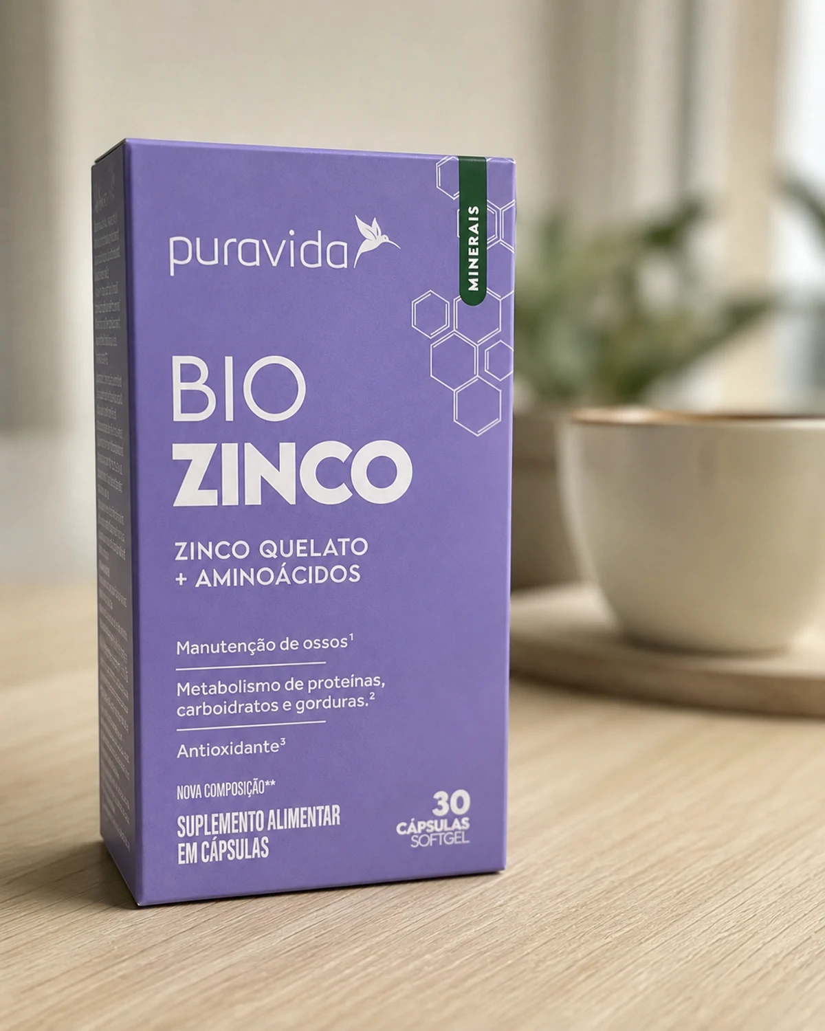Puravida Bio Zinco Quelato, caixa com 30 cápsulas softgel