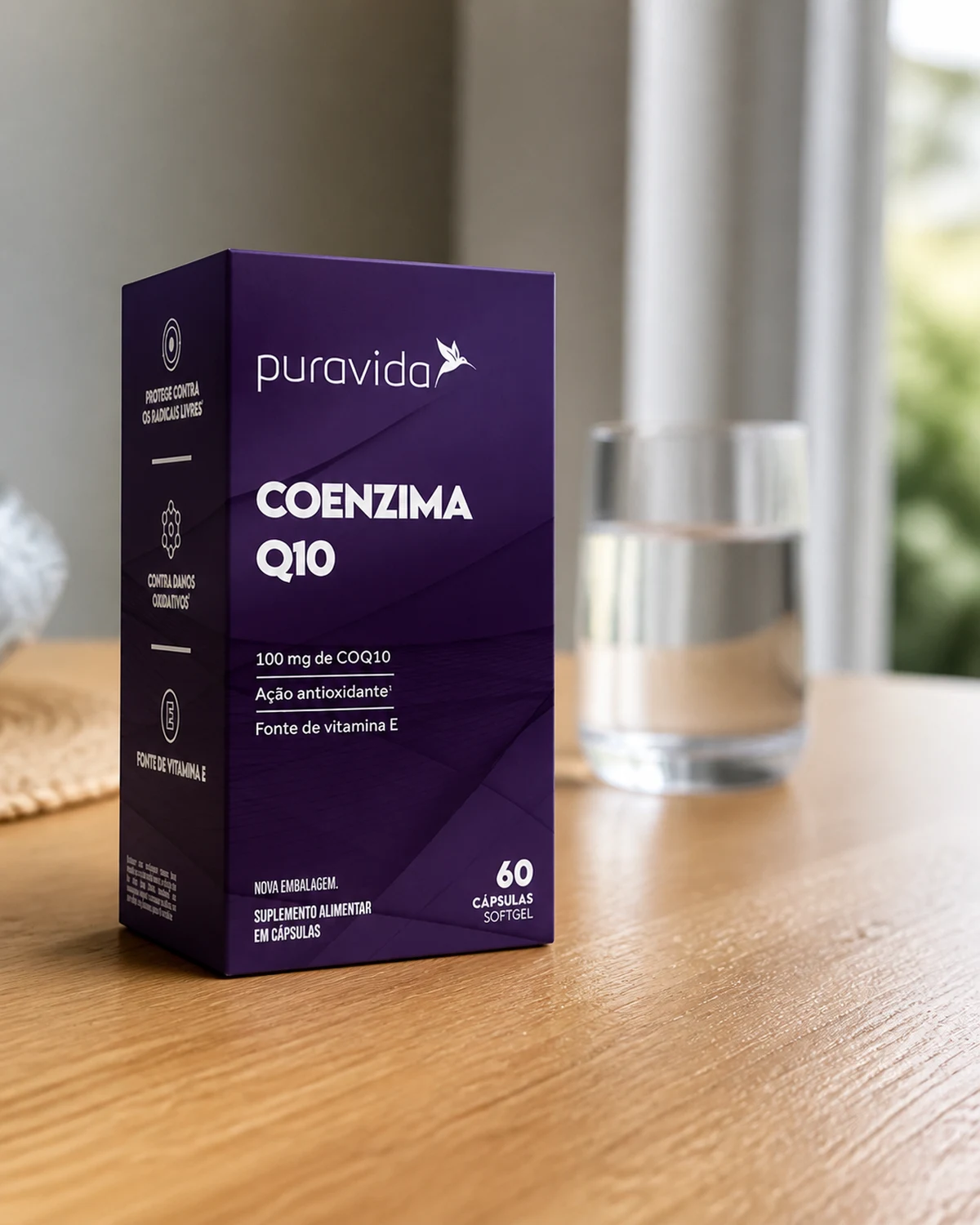 Puravida Coenzima Q10, caixa com 60 cápsulas softgel