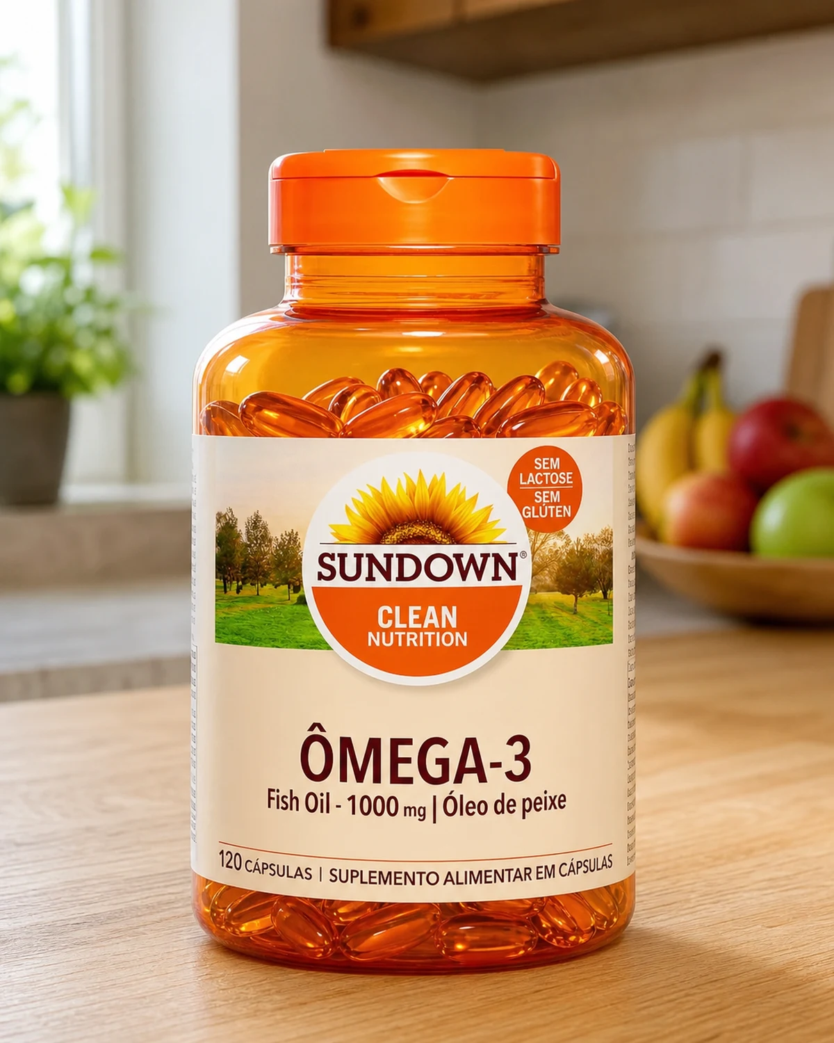 Sundown Ômega 3 óleo de peixe 1000 mg, frasco com 120 cápsulas