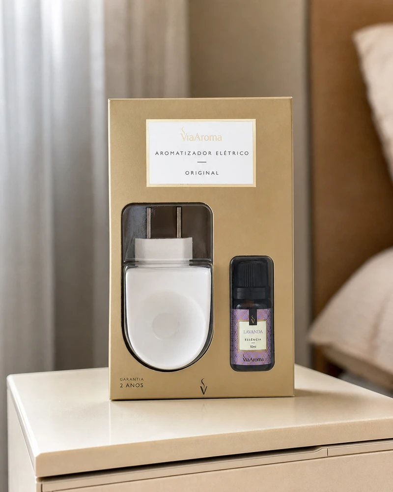 Kit Via Aroma com difusor elétrico e essência de lavanda