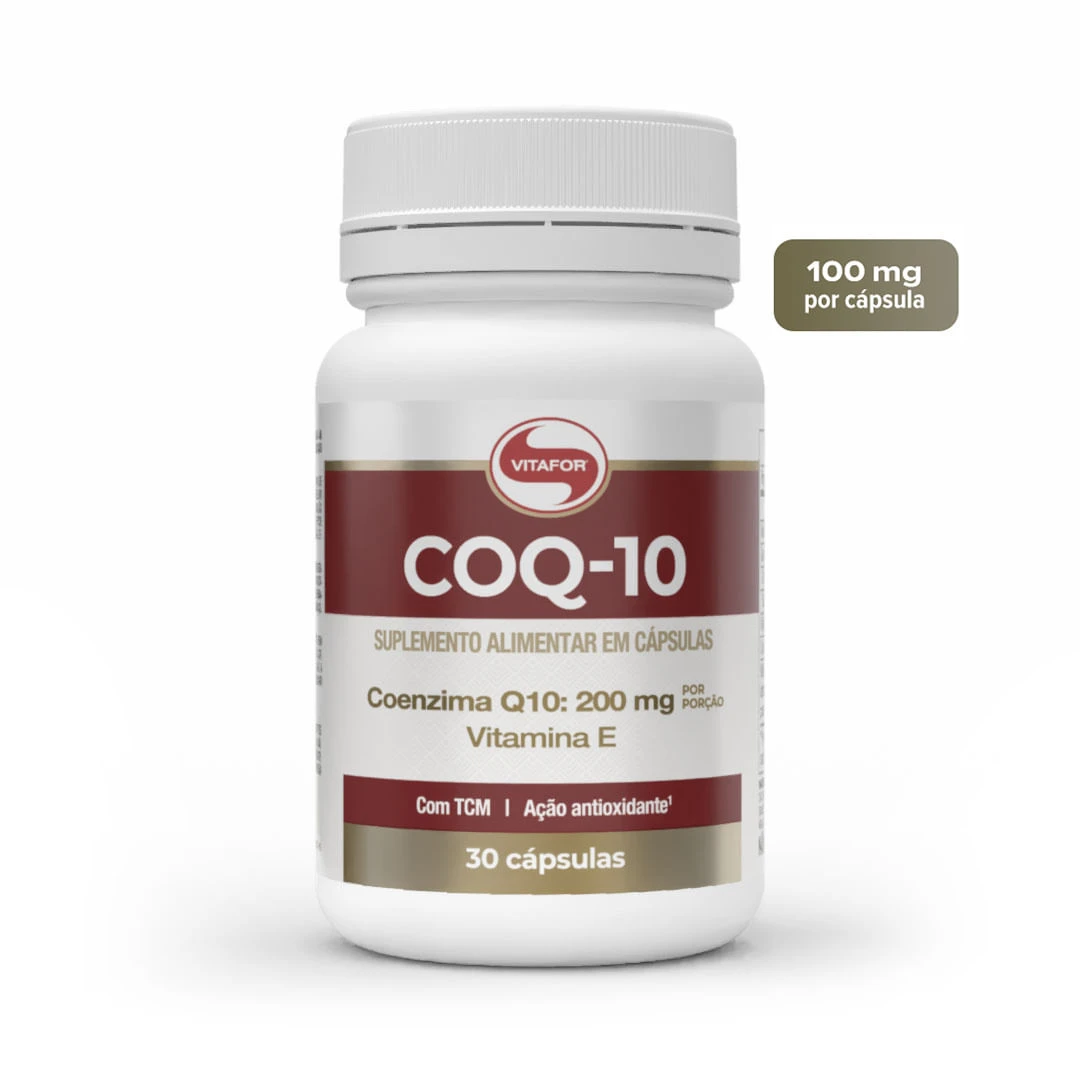 Vitafor COQ-10 coenzima Q10 com vitamina E, frasco de 30 cápsulas