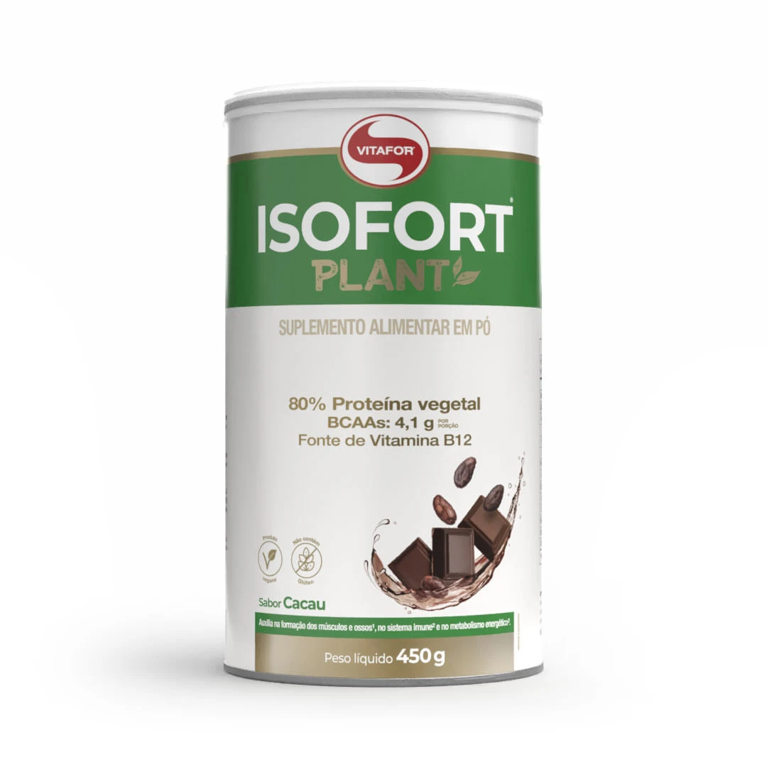 Isofort Plant Vitafor sabor cacau, pote de 450 g