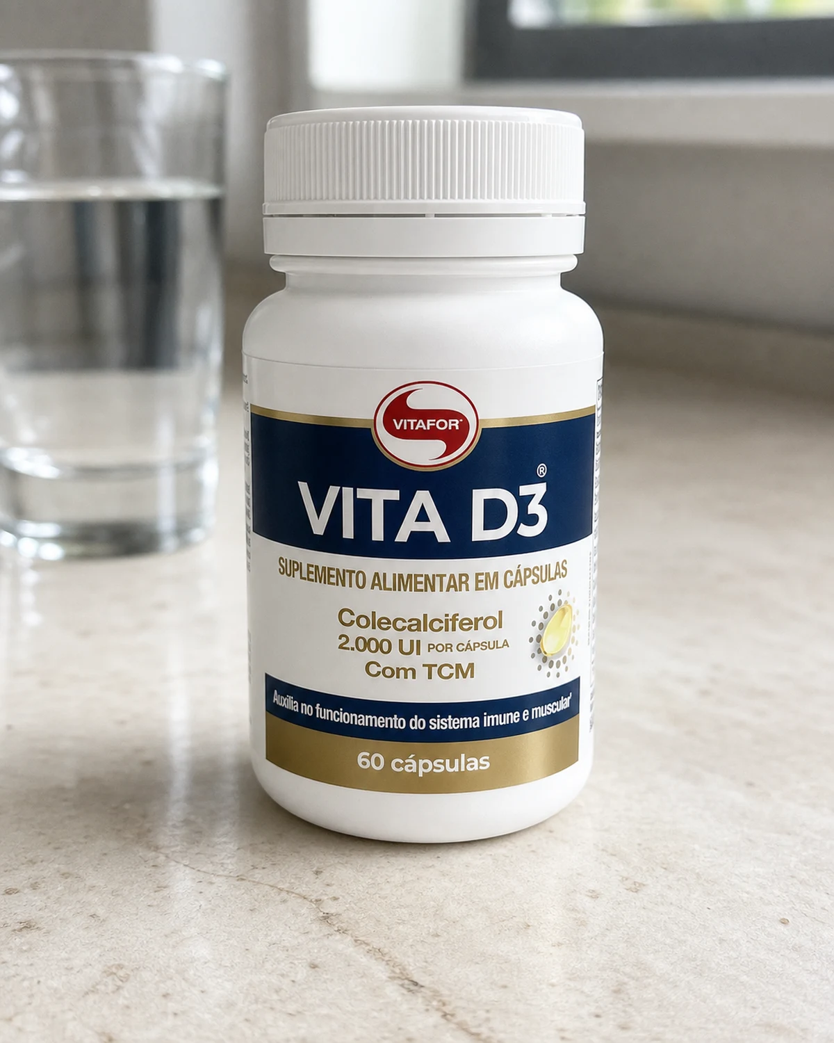 Vita D3 Vitafor, frasco com 60 cápsulas