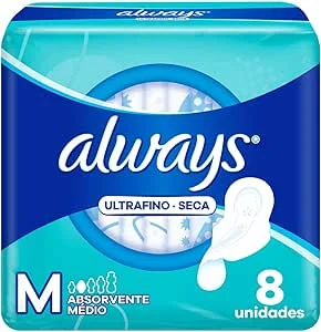 Always Ultrafino cobertura seca com abas, oito unidades