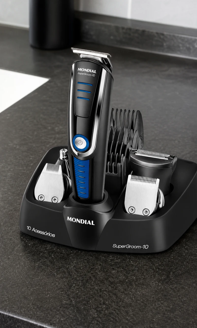 Mondial Aparador de Pelos Mondial Super Groom 10 BG-03 Bivolt Preto/Azul
