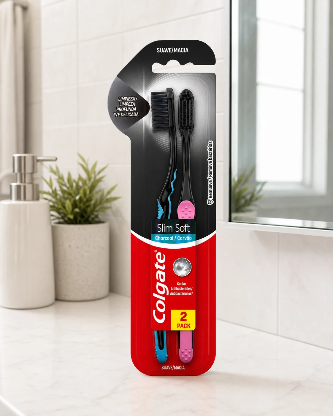 Colgate Escova Dental Slim Soft Black (kit 2 unidades)