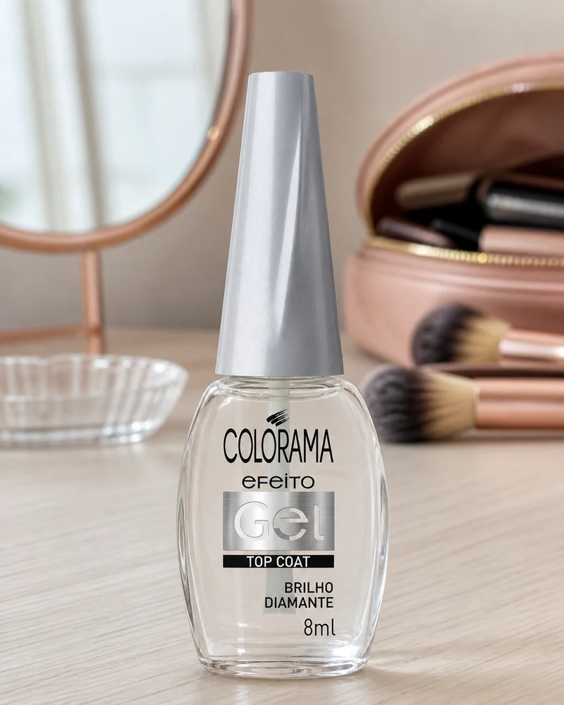 Colorama Top Coat Efeito Gel Brilho Diamante, frasco de 8 ml