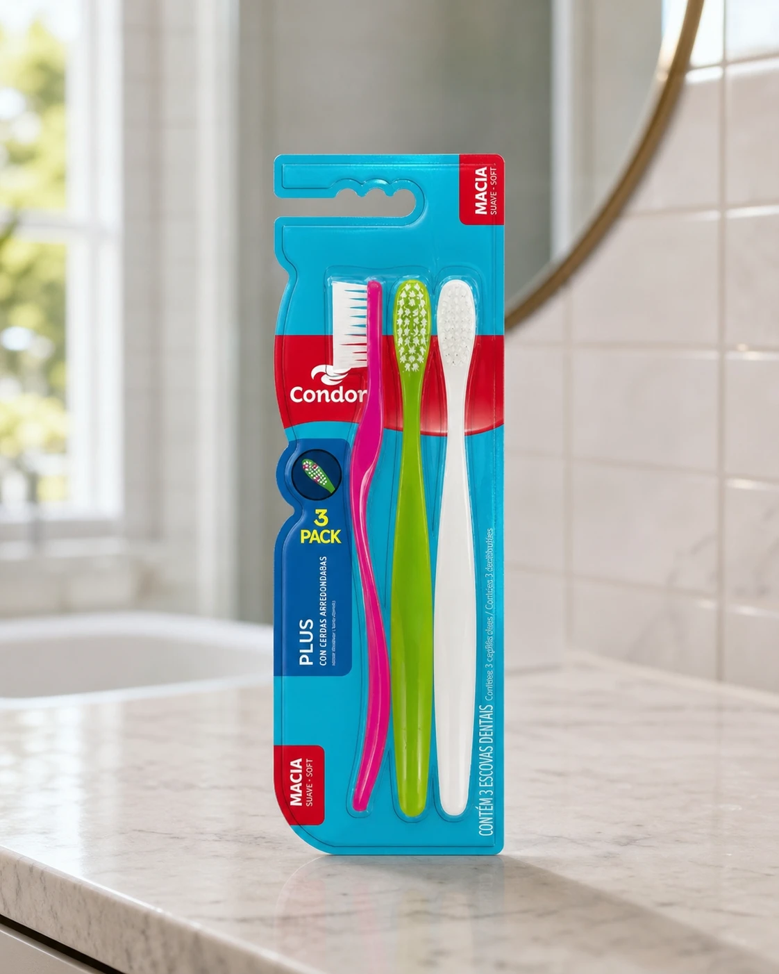 Condor Kit Escovas Dentais Plus Dental Macia (3 unidades)