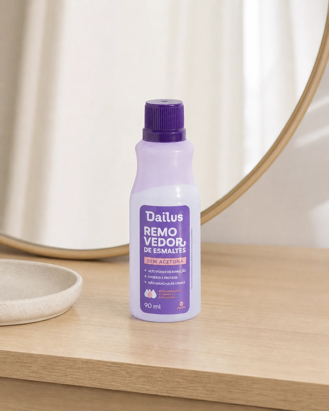 Removedor de esmaltes Dailus sem acetona, frasco de 90 ml