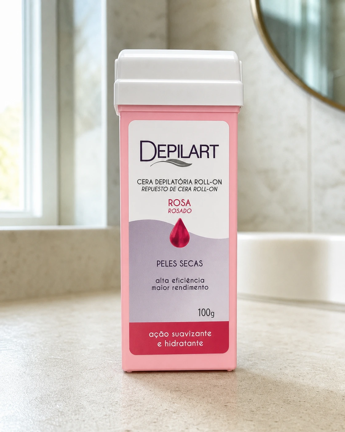 Depilart cera refil roll-on rosa, embalagem de 100 g