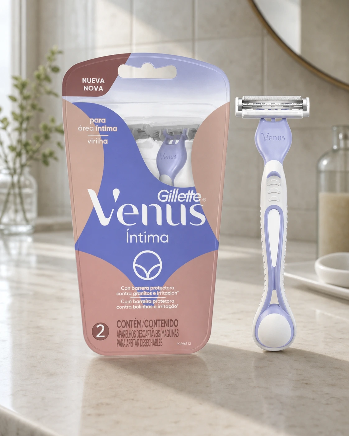 Gillette Venus Íntima, aparelho de depilação descartável com duas unidades