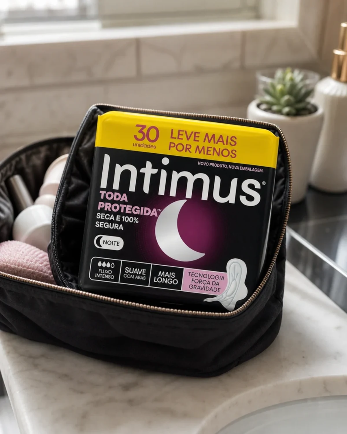 Intimus Toda Protegida absorvente noturno suave com abas, trinta unidades