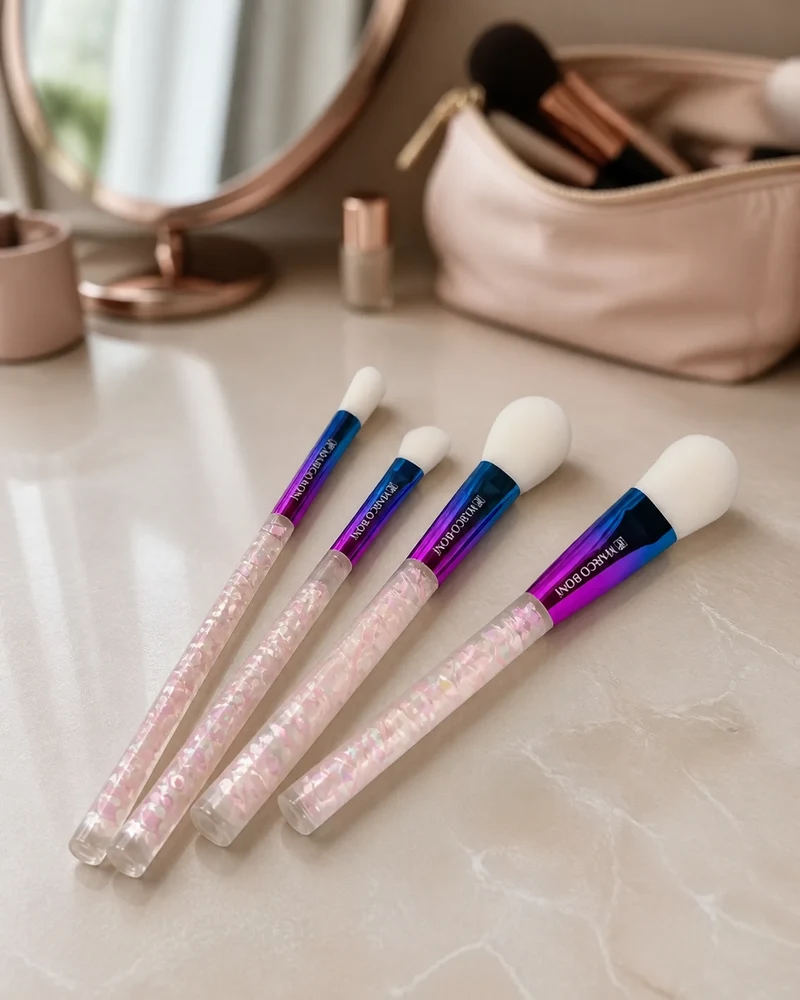 Kit de pincéis de maquiagem Marco Boni Linha Aqua rosa